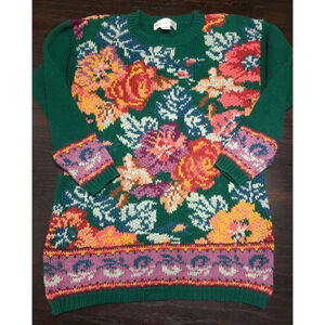 Beautiful Vintage Paris Sports Club Floral Sweater Womens Med
